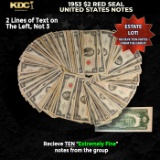 10x 1953 $2 Red Seal United States Note Grades XF
