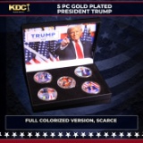 5 Coin Gold Plated President Trump MAGA Colorized Tribute Set
