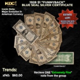 1x 1928 $1 Funnyback Blue Seal Silver Certificate Grades XF