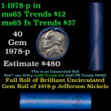 BU Shotgun Jefferson 5c roll, 1978-p 40 pcs Bank $2 Nickel Wrapper