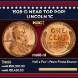 1928-d Lincoln Cent Near Top Pop! 1c ms66 rd SEGS