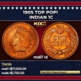 1905 Indian Cent TOP POP! 1c ms67 rd SEGS