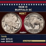 1928-d Buffalo Nickel 5c Grades ms64+