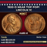 1920-d Lincoln Cent Near Top Pop! 1c ms66 rd SEGS