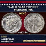 1940-d Mercury Dime Near Top Pop 10c ms67+ fsb SEGS