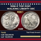 1938-p Walking Liberty Half Dollar TOP POP! 50c ms68 SEGS