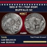 1913-p Ty I Buffalo Nickel TOP POP! 5c ms68+ SEGS