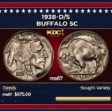 1938-d/s Buffalo Nickel 5c ms67 SEGS
