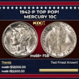 1942-p Mercury Dime TOP POP! 10c ms68+ FSB SEGS