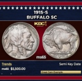 1915-s Buffalo Nickel 5c ms65 SEGS