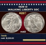 1929-d Walking Liberty Half Dollar 50c ms63 USCG
