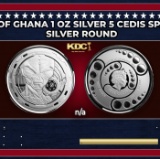 2022 Republic of Ghana 1 oz Silver 5 Cedis Space Alien Coin