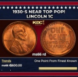 1930-s Lincoln Cent Near Top Pop! 1c Grades ms66 rd