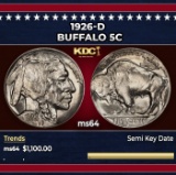 1926-d Buffalo Nickel 5c ms64 SEGS
