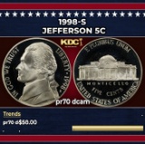 1998-s Proof Jefferson Nickel 5c pr70 dcam SEGS