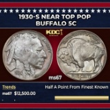 1930-s Buffalo Nickel Near Top Pop 5c ms67 SEGS