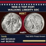 1938-d Walking Liberty Half Dollar TOP POP! 50c ms67+ SEGS