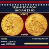 1926-p Gold Indian Quarter Eagle TOP POP! $2 1/2 ms66+ USCG