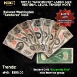 1x 1917 $1 Large Size Red Seal Legal Tender Note 'Sawhorse' Grades XF