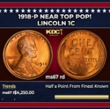 1918-p Lincoln Cent Near Top Pop! 1c ms67 rd SEGS