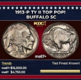 1913-p Ty II Buffalo Nickel TOP POP! 5c ms67+ SEGS