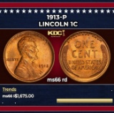 1913-p Lincoln Cent 1c ms66 rd SEGS