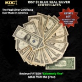 15x 1957 $1 Blue Seal Silver Certificates Grades XF