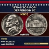 1970-s Jefferson Nickel TOP POP! 5c ms66 5fs SEGS
