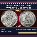 1935-p Walking Liberty Half Dollar Near Top Pop 50c ms67 SEGS