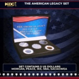 5 Coin American Dollar Legacy Set, 5 US Dollar Coins Morgan, Peace, Ike, SBA, Sacagawea COOL!