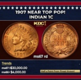1907 Indian Cent Near Top Pop! 1c ms67 rd SEGS