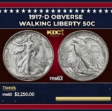 1917-d Obverse Walking Liberty Half Dollar 50c ms63 USCG