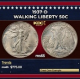 1937-d Walking Liberty Half Dollar 50c Grades ms65