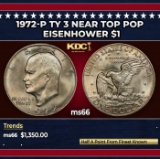 1972-p Ty 3 Eisenhower Dollar Near Top Pop $1 ms66 SEGS