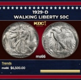 1929-d Walking Liberty Half Dollar 50c ms66 SEGS
