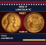 1910-p Lincoln Cent 1c Grades ms66 rd