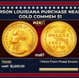 1903 Jefferson Louisiana Purchase Gold Commem Dollar Near Top Pop! 1 ms67 SEGS