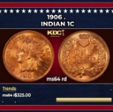 1906 Indian Cent . 1c Grades ms64 rd