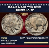 1924-p Buffalo Nickel Near Top Pop! 5c ms67 SEGS