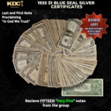 15x 1935 $1 Blue Seal Silver Certificates Grades VF