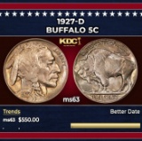 1927-d Buffalo Nickel 5c Grades ms63