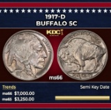 1917-d Buffalo Nickel 5c ms66 SEGS