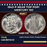 1943-p Mercury Dime Near Top Pop! 10c ms68 FSB SEGS