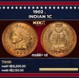 1902 Indian Cent . 1c ms66+ rd SEGS