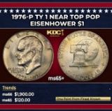 1976-p Ty 1 Eisenhower Dollar Near Top Pop $1 ms65+ SEGS