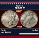 1925-s Peace Dollar $1 Grades ms63