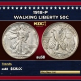 1918-p Walking Liberty Half Dollar 50c Grades au58