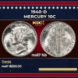 1940-d Mercury Dime 10c ms67 fsb SEGS