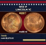 1913-p Lincoln Cent 1c ms66 rd SEGS