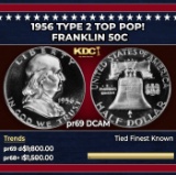 1956 Type 2 Proof Franklin Half Dollar TOP POP! 50c pr69 DCAM SEGS
